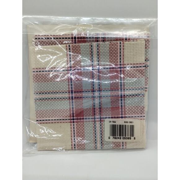 Hopscotch Tartan Pink, Gray & Blue Plaid 14 ct 15” X 15” Cross Stitch Fabric - Picture 2 of 2